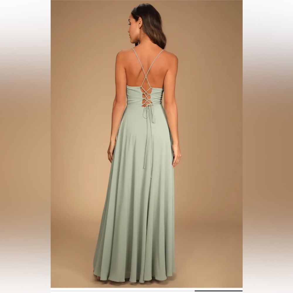Lulus Romantically speaking Sage Green Slip Maxi Dress - Women's size XXS New - Picture 2 of 11
